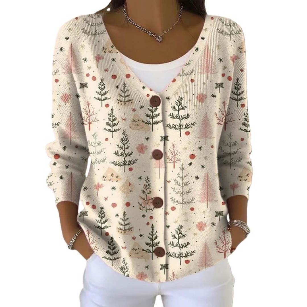 Women Christmas Cardigan Fashion Long Sleeve Button-Up Sweater Casual Streetwear